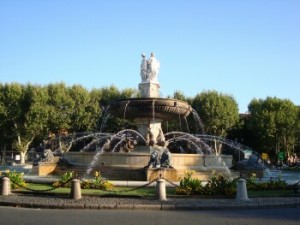La Rotonde fountain in Aix en Provence summer festival